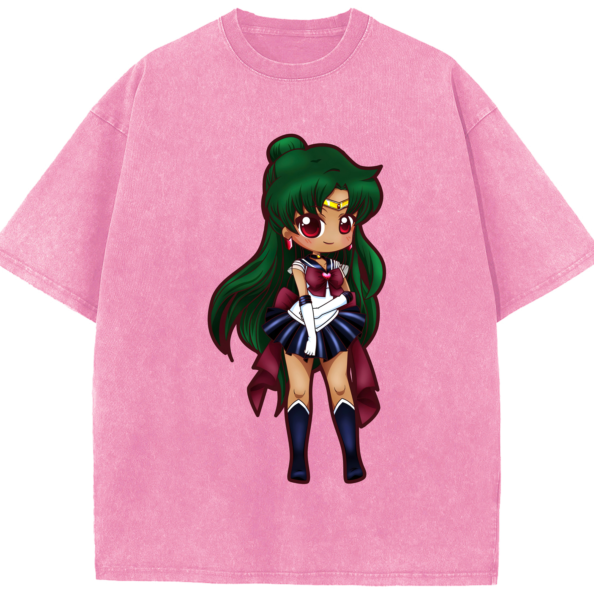 （画像用） 美少女戦士セーラームーン 冥王せつな Sailor Moon Meiou Setsuna 綿100% ヴィンテージ風 半袖Tシャツ（フロントプリント）